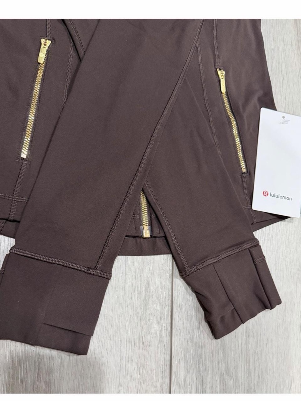 lululemon Define Jacket Nulu in Mahogany Muse Brown with Gold Accent Zippers. - Picture 9 of 11